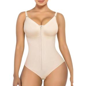 imageSHAPERX Womens Fajas Colombianas Tummy Control Shapewear for Women Postpartum Body Shaper with Zipper and HooksBeige