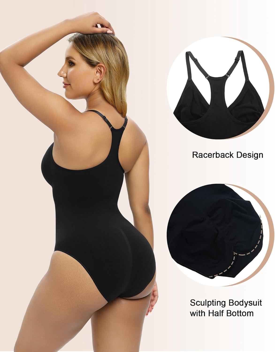 imageSHAPERX Bodysuit for Women Tummy Control Shapewear Racerback Seamless Body Shaper Tank TopBlack
