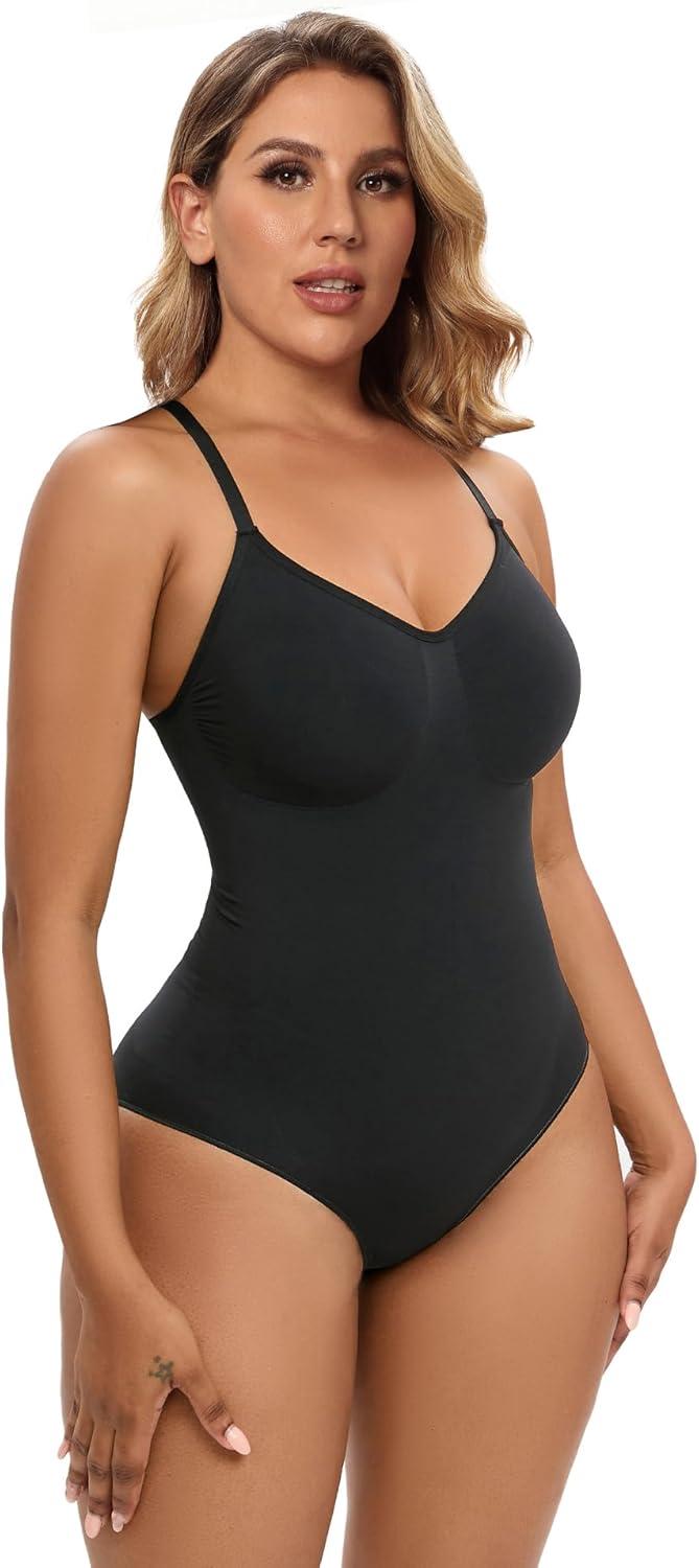 imageSHAPERX Bodysuit for Women Tummy Control Shapewear Racerback Seamless Body Shaper Tank TopBlack