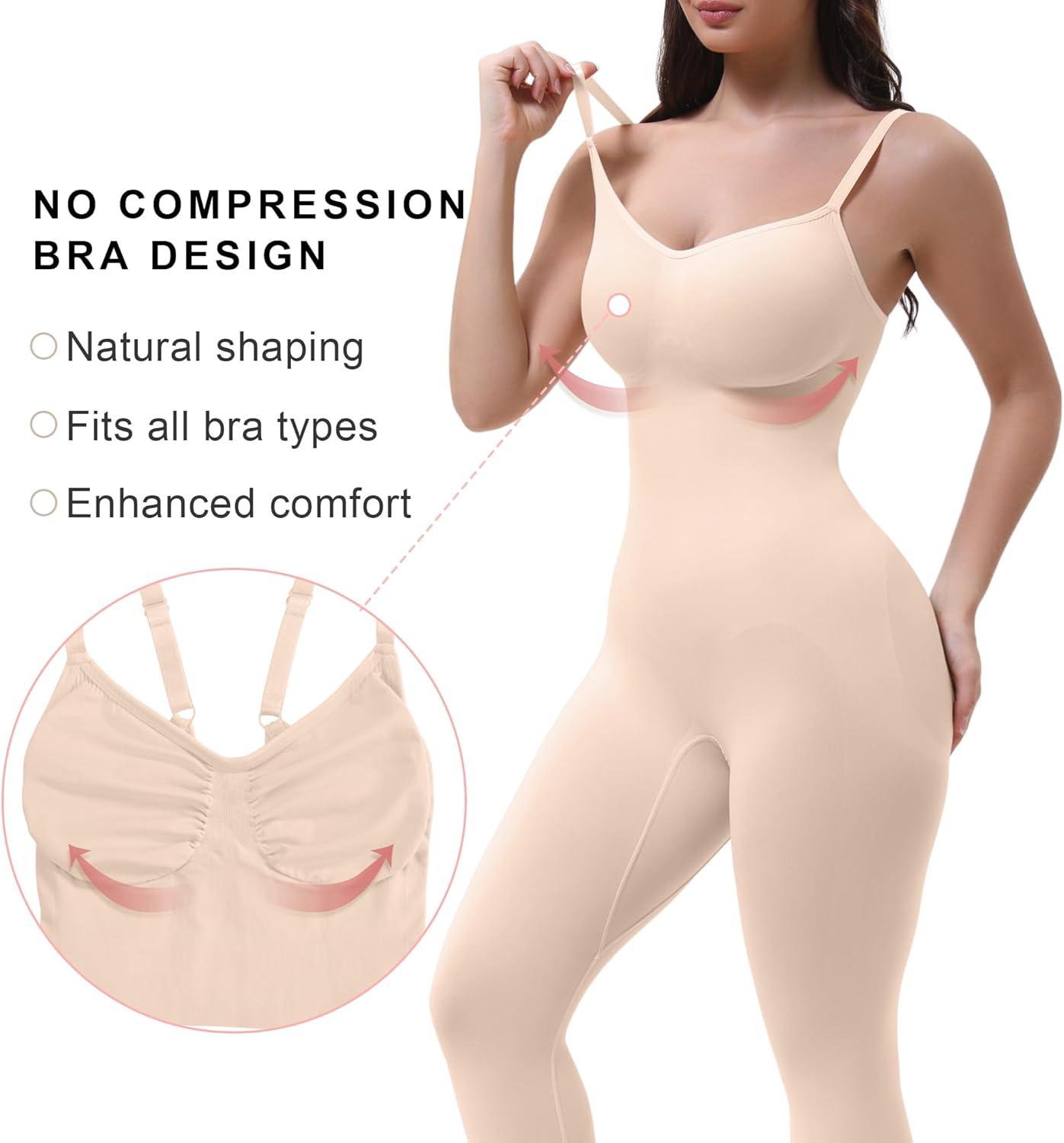 imageSHAPERX Hourglass Leggings 360 Compression 2 Sizes Look Full Body Shaper Breathable No Roll DownBeige Full Body