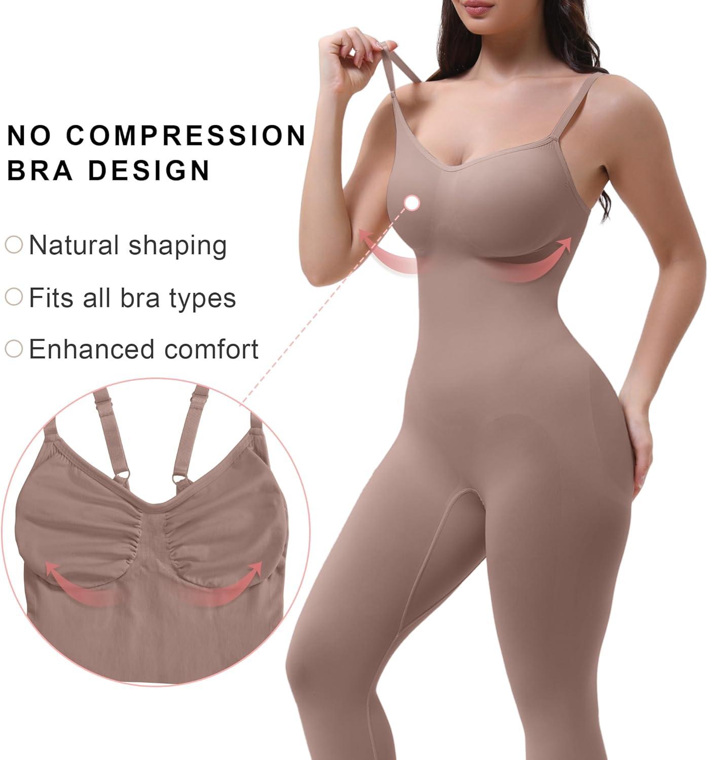 imageSHAPERX Hourglass Leggings 360 Compression 2 Sizes Look Full Body Shaper Breathable No Roll DownSienna Full Body
