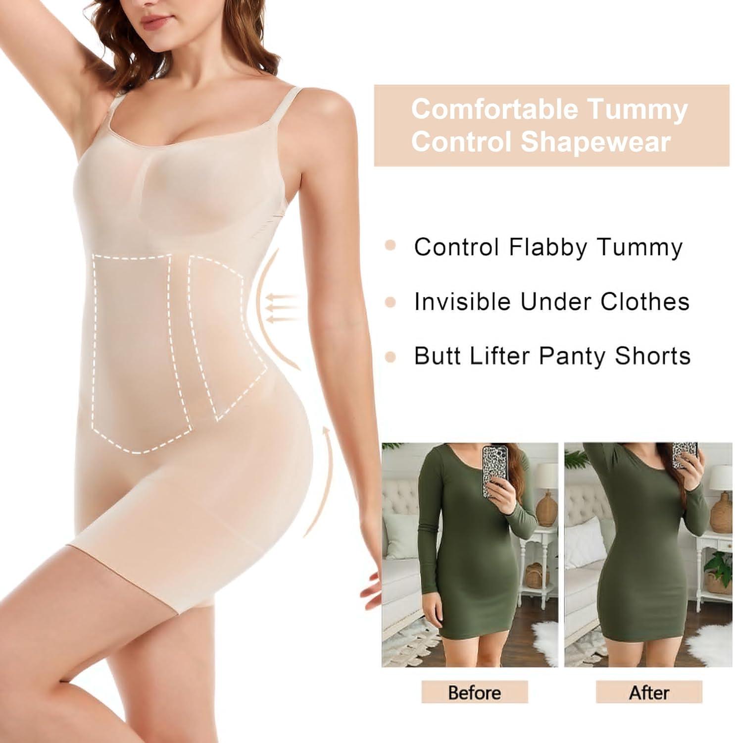 imageSHAPERX Shapewear for Women Tummy Control Open Bust Thigh Slimmer Body ShaperBeige