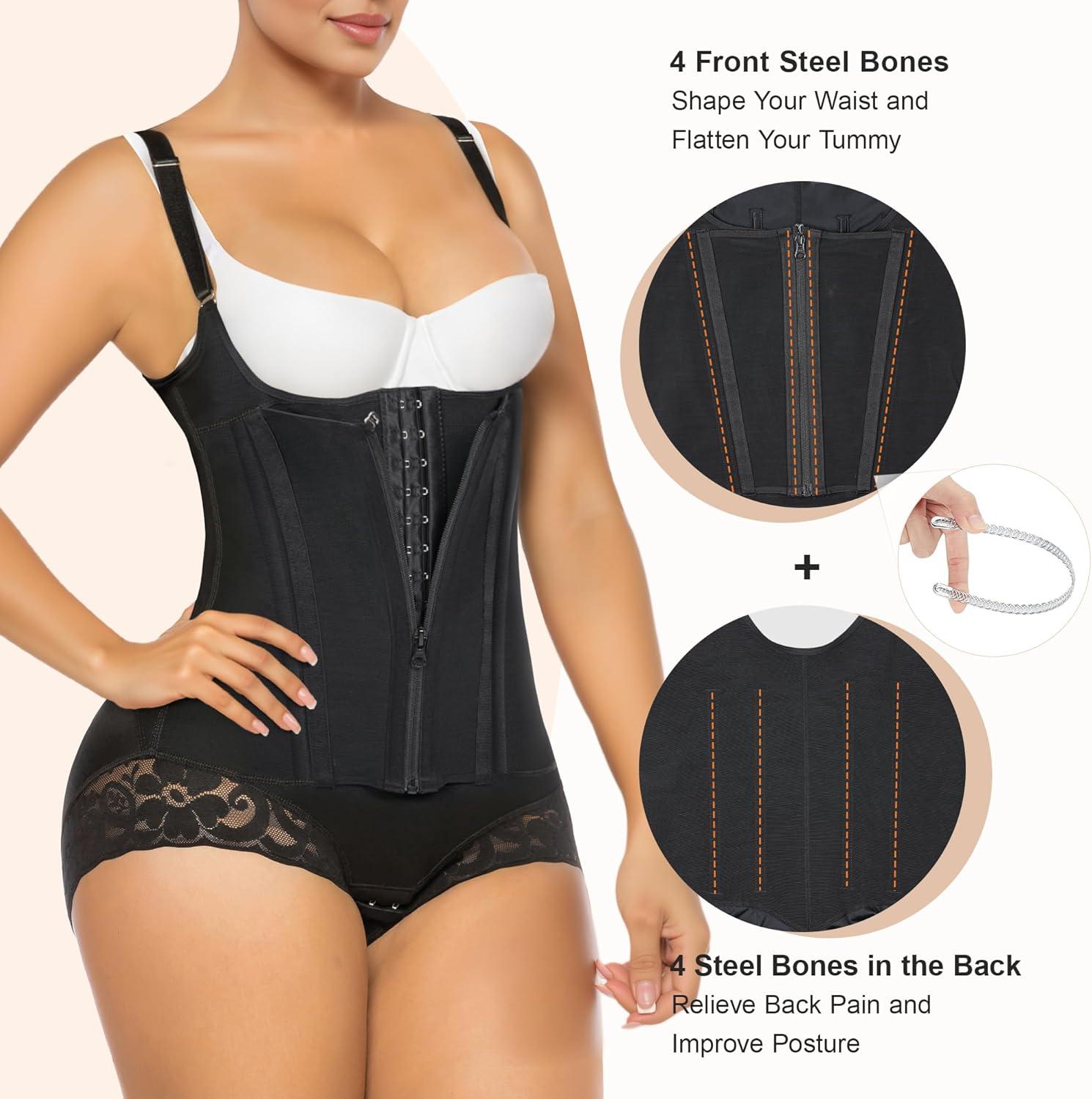 imageSHAPERX Womens Fajas Colombianas Shapewear Postpartum Tummy Control Body Shaper Butt Lifter BodysuitBlack Upgraded