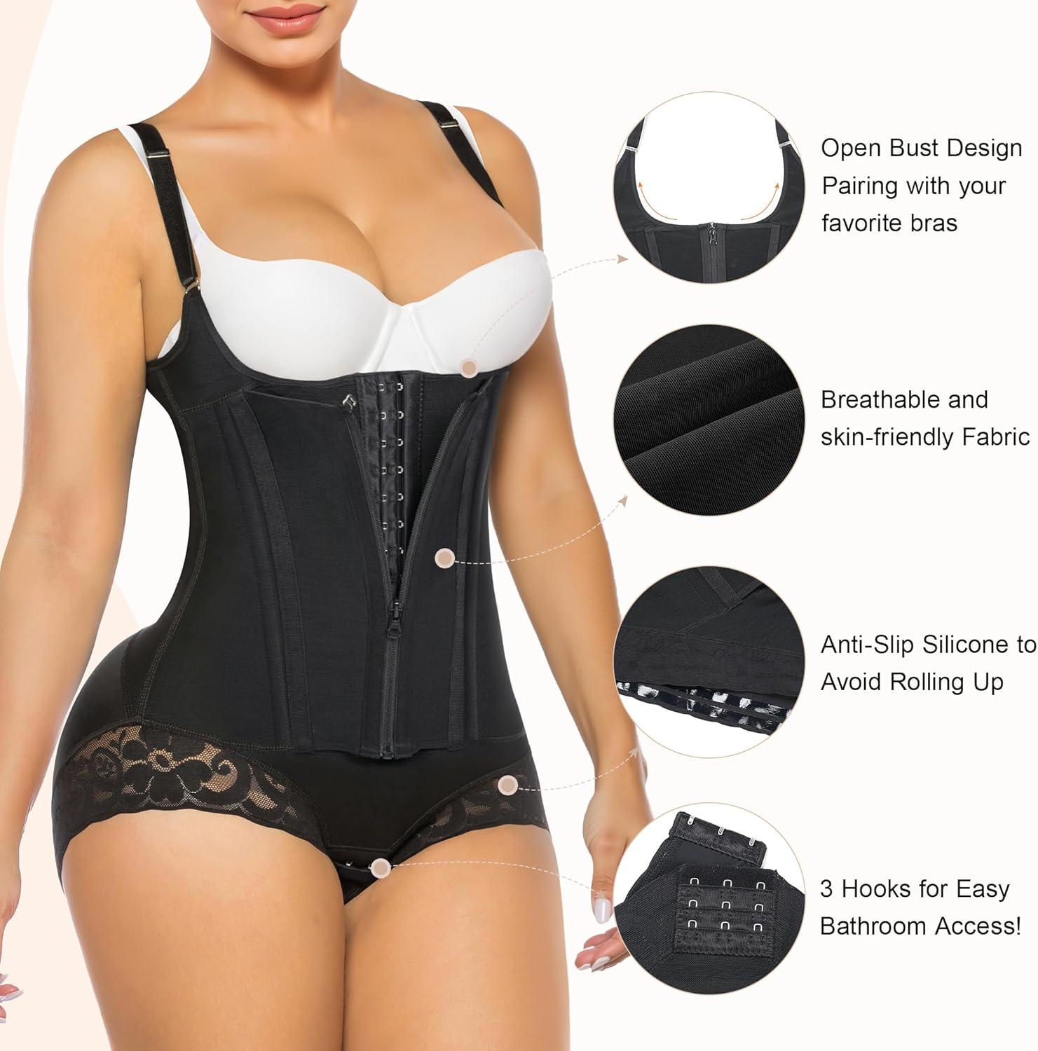 imageSHAPERX Womens Fajas Colombianas Shapewear Postpartum Tummy Control Body Shaper Butt Lifter BodysuitBlack Upgraded