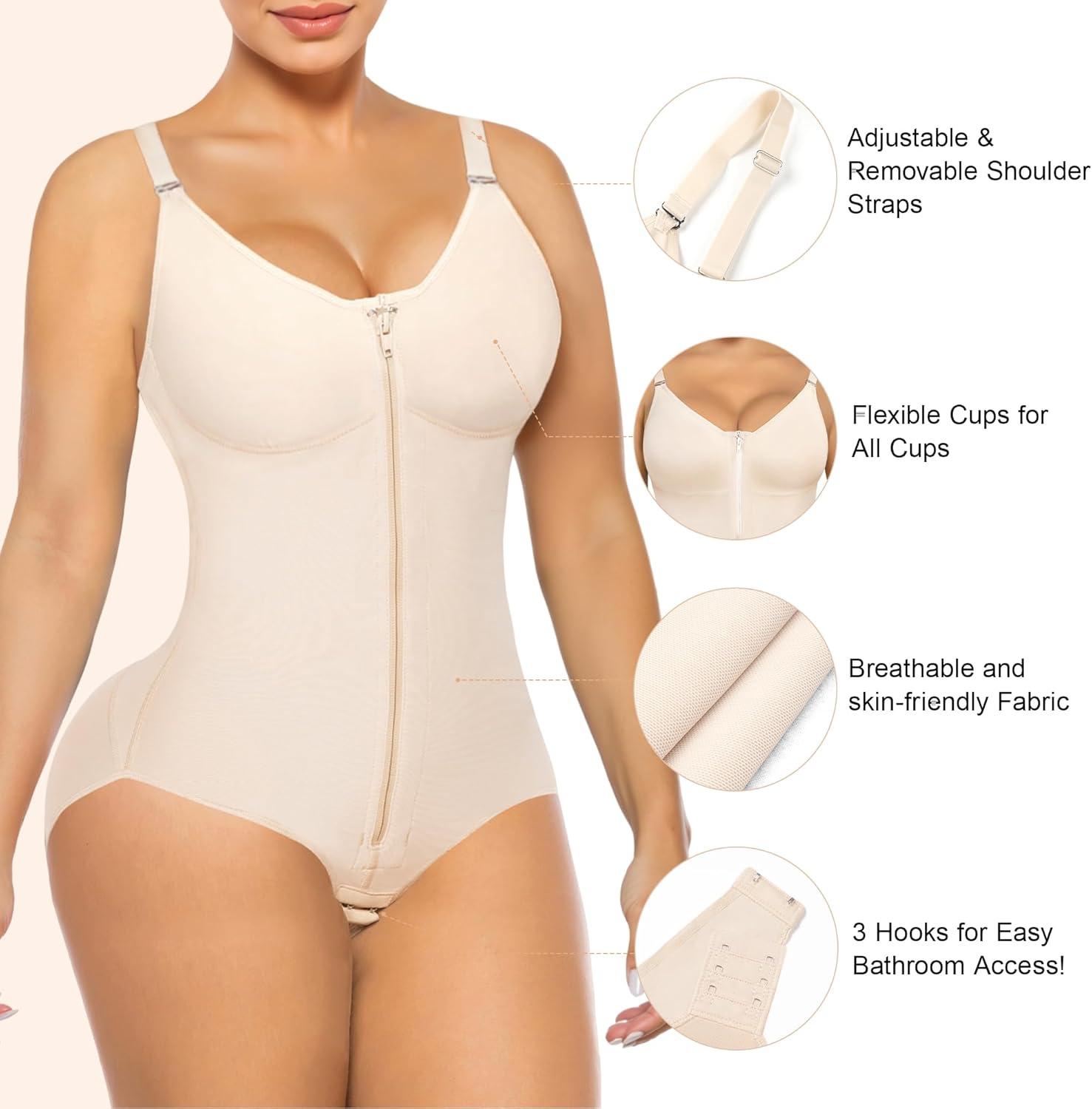 imageSHAPERX Womens Fajas Colombianas Tummy Control Shapewear for Women Postpartum Body Shaper with Zipper and HooksBeige