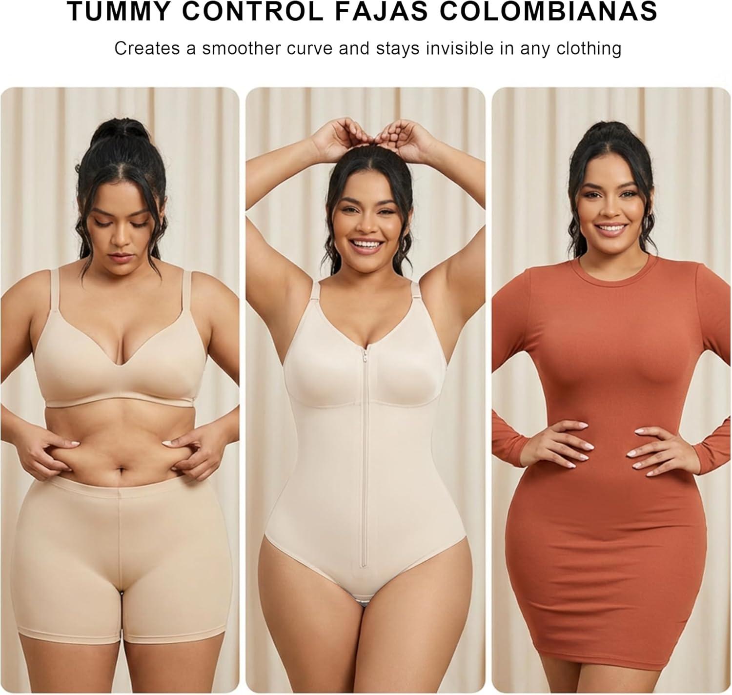 imageSHAPERX Womens Fajas Colombianas Tummy Control Shapewear for Women Postpartum Body Shaper with Zipper and HooksBeige