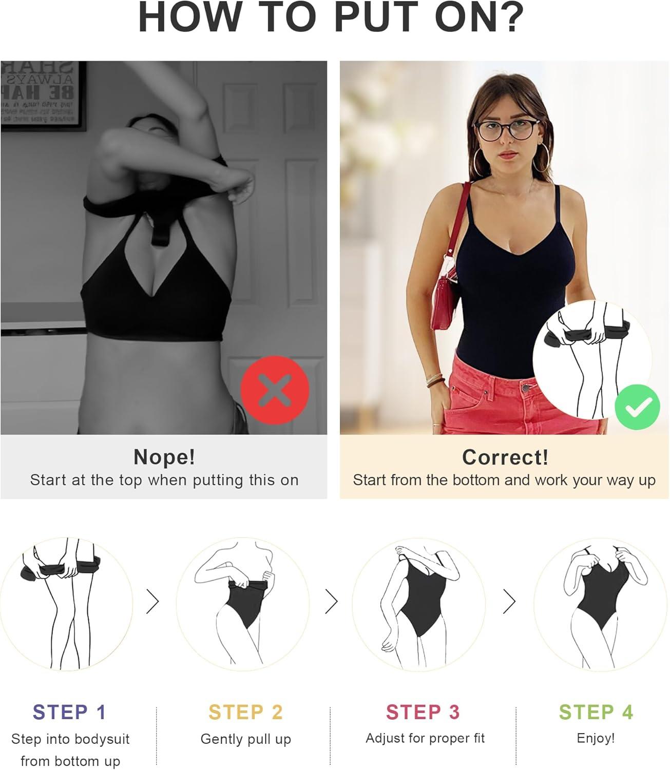 imageSHAPERX Womens Seamless Shapewear Bodysuit Tummy Control Body Shaper Waist Snatching Body Suit1black Thong