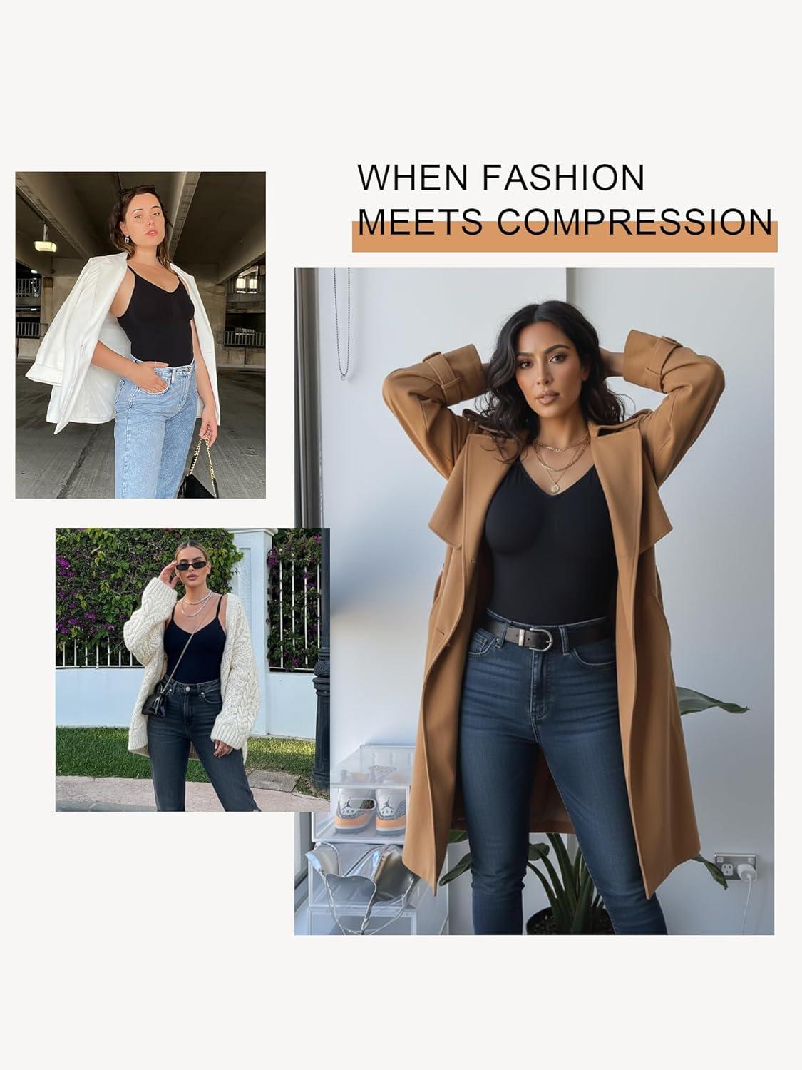 imageSHAPERX Womens Seamless Shapewear Bodysuit Tummy Control Body Shaper Waist Snatching Body Suit1black Thong