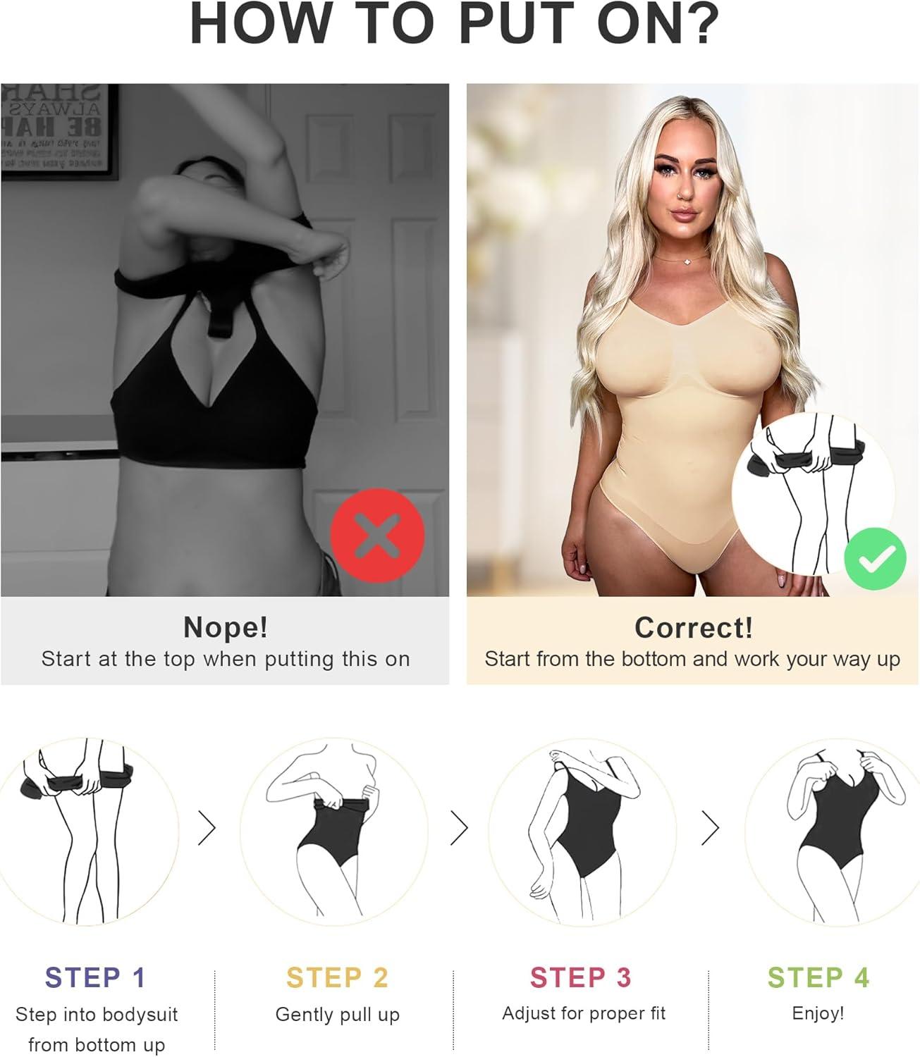 imageSHAPERX Womens Seamless Shapewear Bodysuit Tummy Control Body Shaper Waist Snatching Body SuitBeige Brief