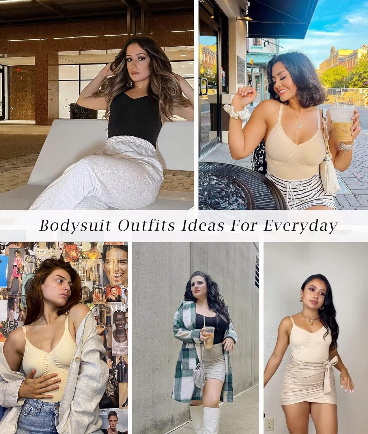 imageSHAPERX Womens Seamless Shapewear Bodysuit Tummy Control Body Shaper Waist Snatching Body SuitBeige Brief