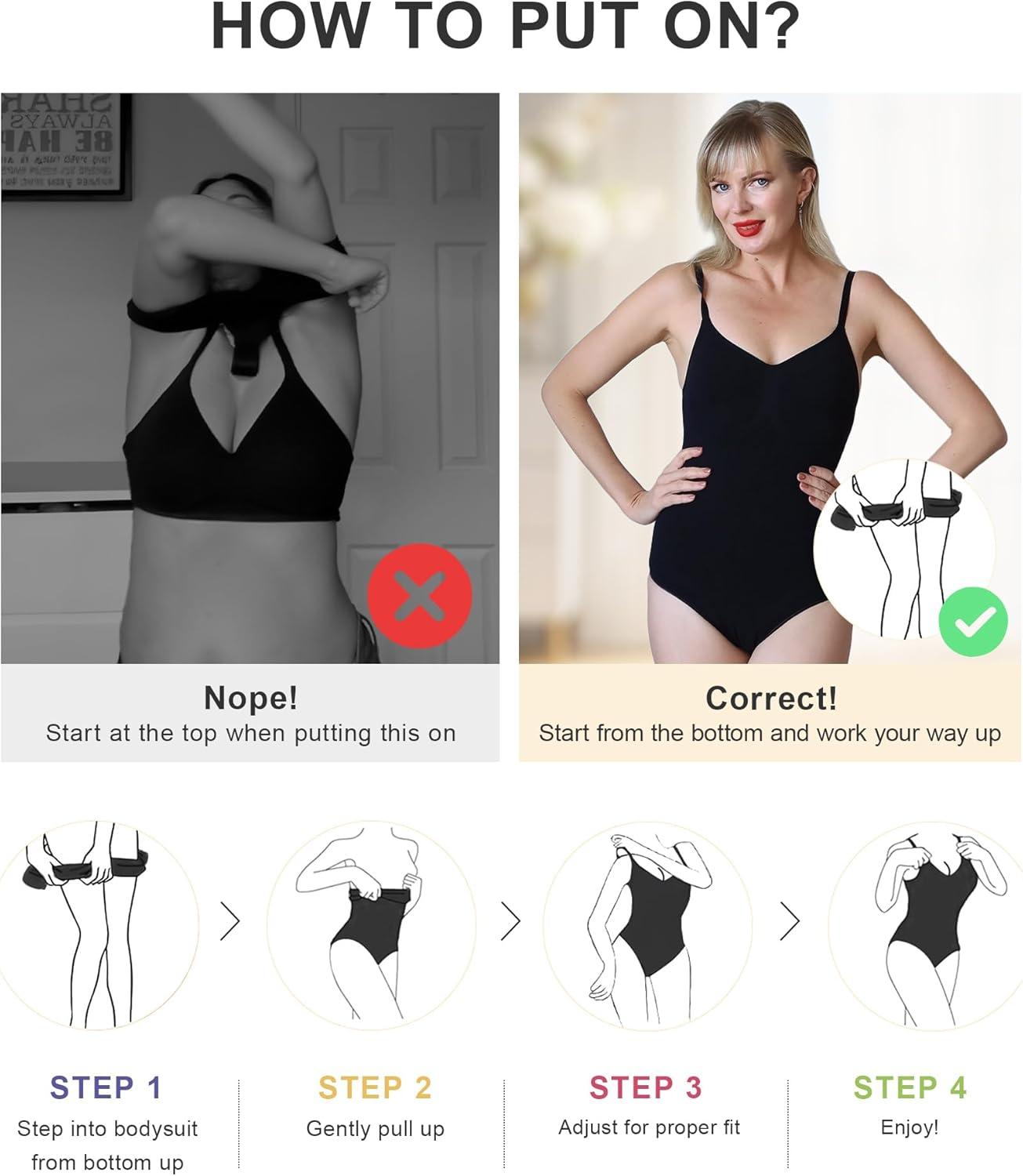 imageSHAPERX Womens Seamless Shapewear Bodysuit Tummy Control Body Shaper Waist Snatching Body SuitBlack Brief