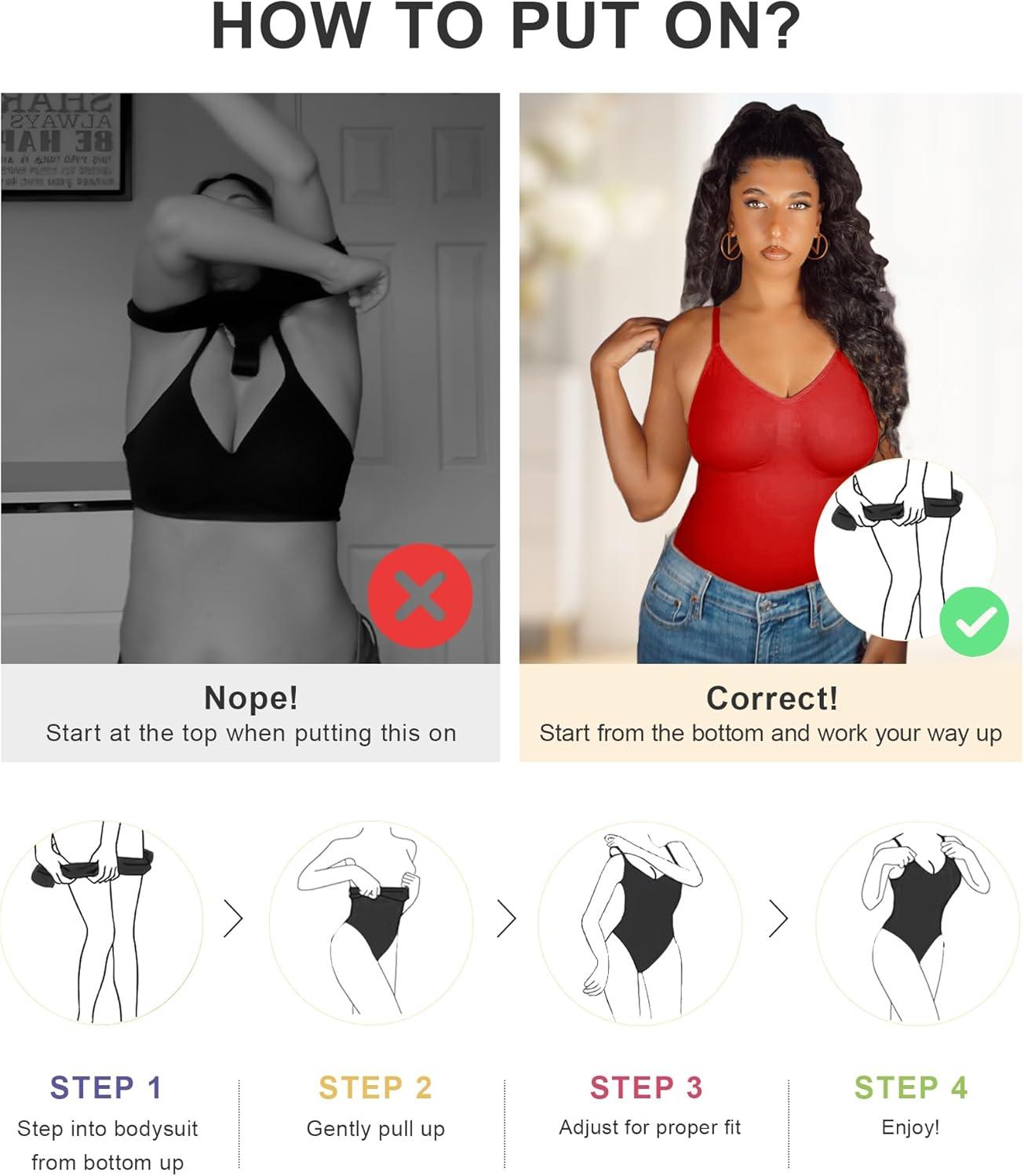 imageSHAPERX Womens Seamless Shapewear Bodysuit Tummy Control Body Shaper Waist Snatching Body SuitRed Thong