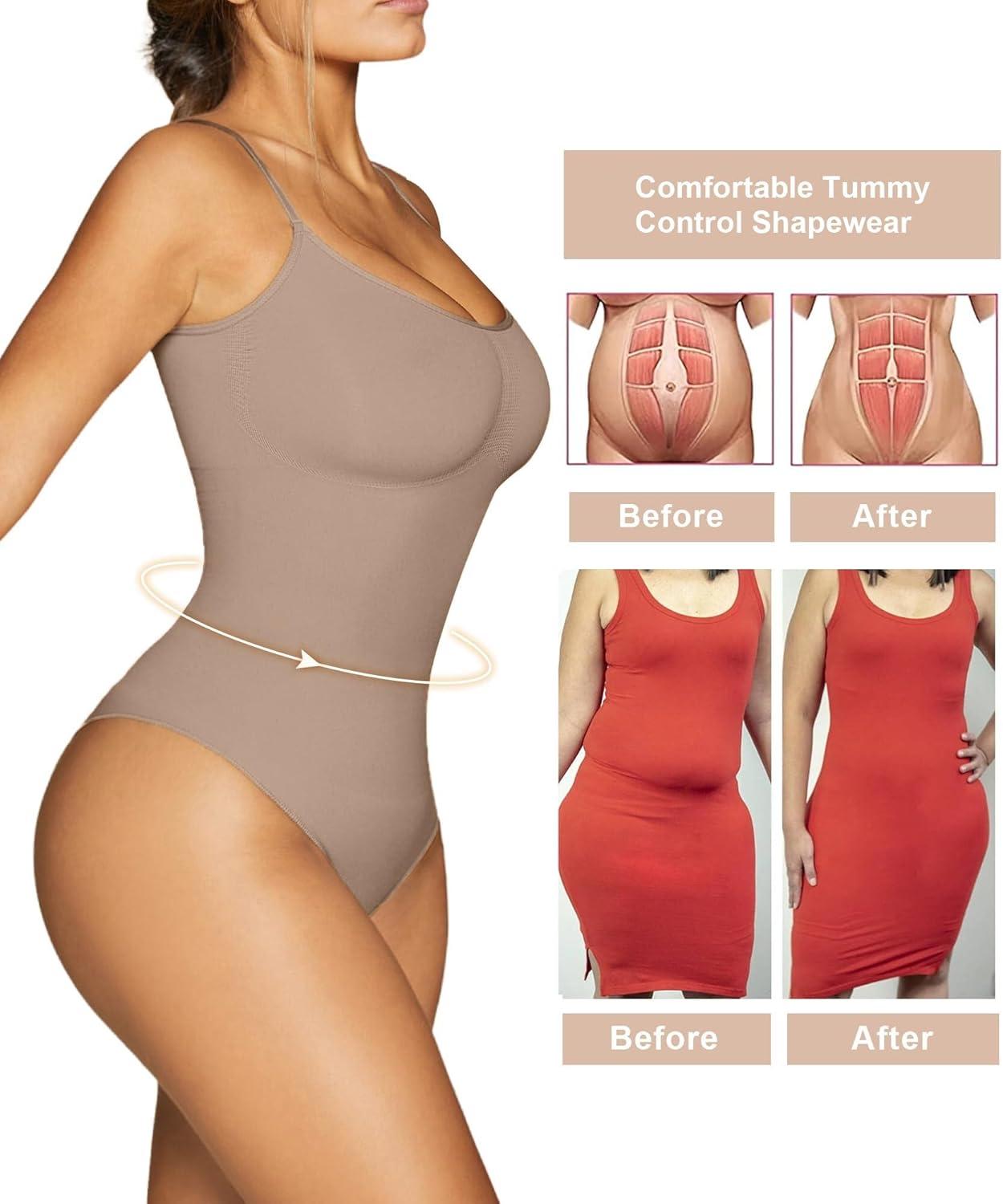 imageSHAPERX Womens Seamless Shapewear Bodysuit Tummy Control Body Shaper Waist Snatching Body SuitSienna Thong