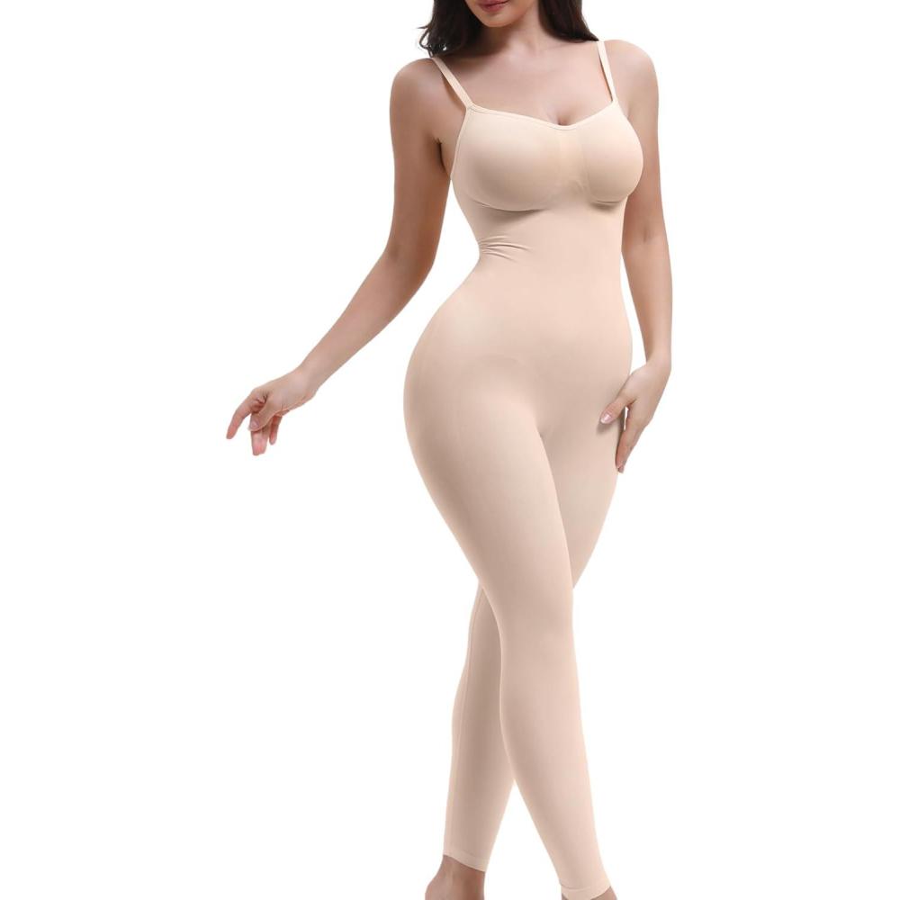 imageSHAPERX Hourglass Leggings 360 Compression 2 Sizes Look Full Body Shaper Breathable No Roll DownBeige Full Body