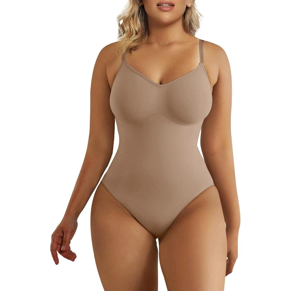 imageSHAPERX Womens Seamless Shapewear Bodysuit Tummy Control Body Shaper Waist Snatching Body SuitSienna Thong