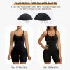 imageSHAPERX Womens Seamless Shapewear Tummy Control Bodysuit with Removable Pads Mid Thigh Body ShaperBlack Mid Thigh