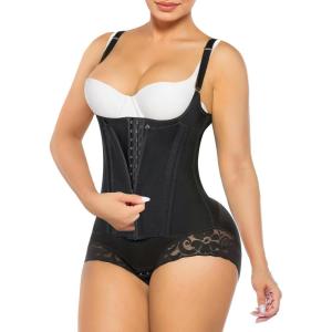 imageSHAPERX Womens Fajas Colombianas Shapewear Postpartum Tummy Control Body Shaper Butt Lifter BodysuitBlack Upgraded