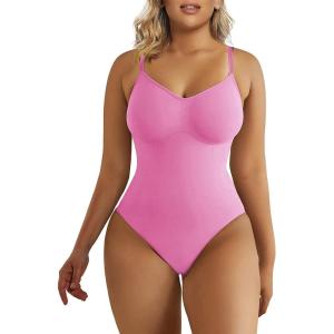 imageSHAPERX Womens Seamless Shapewear Bodysuit Tummy Control Body Shaper Waist Snatching Body SuitPink Thong