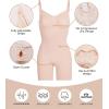 image:imageSHAPERX Womens Seamless Shapewear Bodysuit Tummy Control Body Shaper Waist Defining Body SuitBeige Mid Thigh