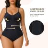 image:imageSHAPERX Womens Shapewear Bodysuit Bonded Tummy Control Panel Seamless Comfy Body Shaper With Targeted CompressionBlack