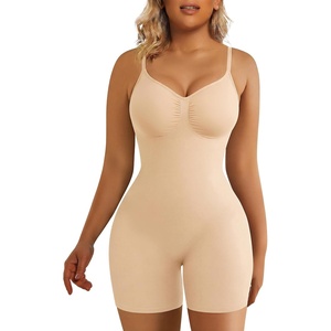 image:imageSHAPERX Shapewear for Women Tummy Control Bodysuit Mid Thigh Body Shaper Shorts for a Lifted LookBeige