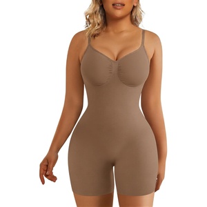 image:imageSHAPERX Shapewear for Women Tummy Control Bodysuit Mid Thigh Body Shaper Shorts for a Lifted LookBrown