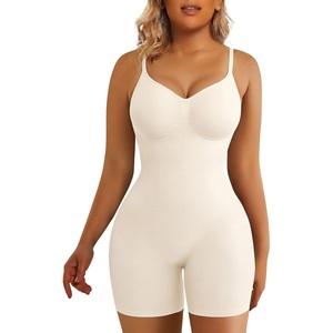 image:imageSHAPERX Shapewear for Women Tummy Control Bodysuit Mid Thigh Body Shaper Shorts for a Lifted LookWhite