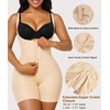 image:imageSHAPERX Womens Shapewear Bodysuit Bonded Tummy Control Panel Seamless Faja ZipUp Mid Thigh Body Shaper with Zipper CrotchBeige