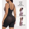 image:imageSHAPERX Womens Shapewear Bodysuit Bonded Tummy Control Panel Seamless Faja ZipUp Mid Thigh Body Shaper with Zipper CrotchBlack