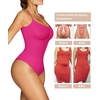 image:imageSHAPERX Womens Tummy Control Shapewear Thong Bodysuit Seamless Waist Snatching Body ShaperRose Red