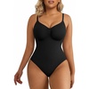 image:imageSHAPERX Womens Tummy Control Shapewear Thong Bodysuit Seamless Waist Snatching Body ShaperBlack Thong