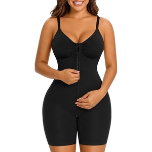 image:imageSHAPERX Womens Shapewear Bodysuit Bonded Tummy Control Panel Seamless Faja ZipUp Body Shaper With Zipper CrotchBlack