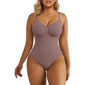 image:imageSHAPERX Womens Tummy Control Shapewear Thong Bodysuit Seamless Waist Snatching Body ShaperUmber
