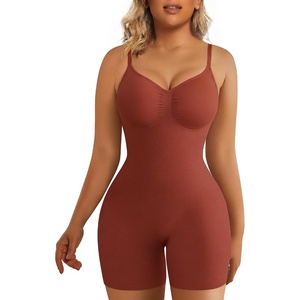 image:imageSHAPERX Shapewear for Women Tummy Control Bodysuit Mid Thigh Body Shaper Shorts for a Lifted LookMahogany