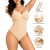 image:imageSHAPERX Womens Low Back Shapewear Bodysuit Seamless Tummy Control Backless Thong Body Shaper with Adjustable StrapsBeige
