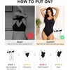 image:imageSHAPERX Womens Low Back Shapewear Bodysuit Seamless Tummy Control Backless Thong Body Shaper with Adjustable StrapsBlack