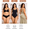 image:imageSHAPERX Womens Low Back Shapewear Bodysuit Seamless Tummy Control Backless Thong Body Shaper with Adjustable StrapsBlack