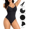 image:imageSHAPERX Womens Low Back Shapewear Bodysuit Seamless Tummy Control Backless Thong Body Shaper with Adjustable StrapsBlack