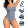 image:imageSHAPERX Womens Low Back Shapewear Bodysuit Seamless Tummy Control Backless Thong Body Shaper with Adjustable StrapsBlue