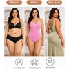 image:imageSHAPERX Womens Low Back Shapewear Bodysuit Seamless Tummy Control Backless Thong Body Shaper with Adjustable StrapsPink
