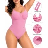 image:imageSHAPERX Womens Low Back Shapewear Bodysuit Seamless Tummy Control Backless Thong Body Shaper with Adjustable StrapsPink