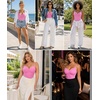 image:imageSHAPERX Womens Low Back Shapewear Bodysuit Seamless Tummy Control Backless Thong Body Shaper with Adjustable StrapsPink