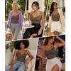 image:imageSHAPERX Womens Low Back Shapewear Bodysuit Seamless Tummy Control Backless Thong Body Shaper with Adjustable StrapsUmber