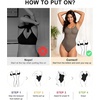 image:imageSHAPERX Womens Low Back Shapewear Bodysuit Seamless Tummy Control Backless Thong Body Shaper with Adjustable StrapsUmber