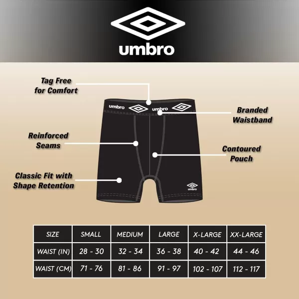 Umbro Performance Boxer Briefs for Men Pack of 6 - Breathable Comfortable Mens Boxer Briefs, Moisture Wicking Mens Underwear
