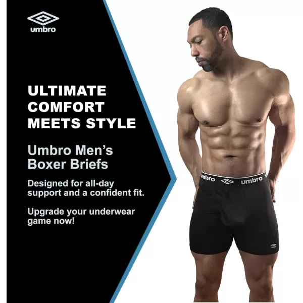 Umbro Performance Boxer Briefs for Men Pack of 6 - Breathable Comfortable Mens Boxer Briefs, Moisture Wicking Mens Underwear