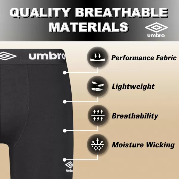 Umbro Performance Boxer Briefs for Men Pack of 6 - Breathable Comfortable Mens Boxer Briefs, Moisture Wicking Mens Underwear