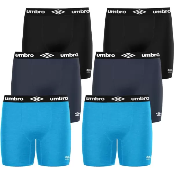 Umbro Performance Boxer Briefs for Men Pack of 6 - Breathable Comfortable Mens Boxer Briefs, Moisture Wicking Mens Underwear