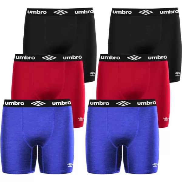 Umbro Performance Boxer Briefs for Men Pack of 6 - Breathable Comfortable Mens Boxer Briefs, Moisture Wicking Mens Underwear