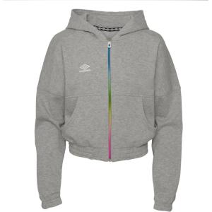 imageUmbro Girls Full Zip HoodieLight Heather GreyWhite